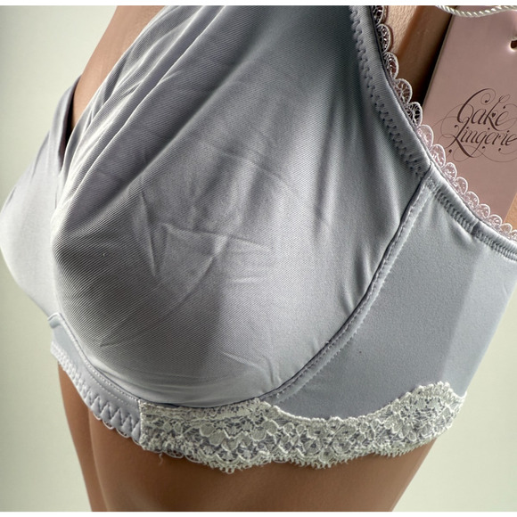 Cake Lingerie Balcony Style Flexible Wire Embroidery Purple Nursing Bra Size 34A - Picture 3 of 16